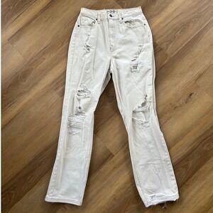 We the free off white distressed denim jeans curvy straight leg 29 free people